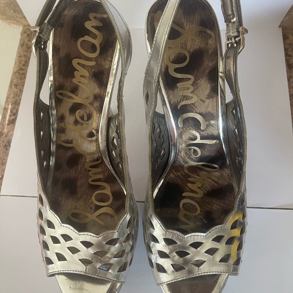 Sam Edelman Metallic Platform  Sandals  Size 8 - Picture 2 of 9